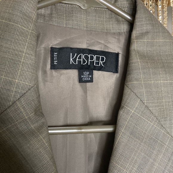 NWOT y2k Tan plaid button up blazer petite - Picture 2 of 6